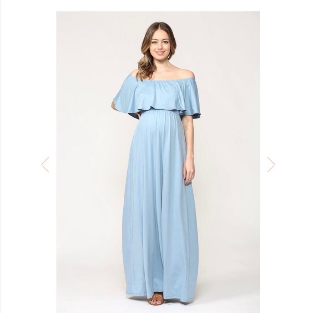 HELLO MIZ Maternity Off The Shoulder Maxi Dress M